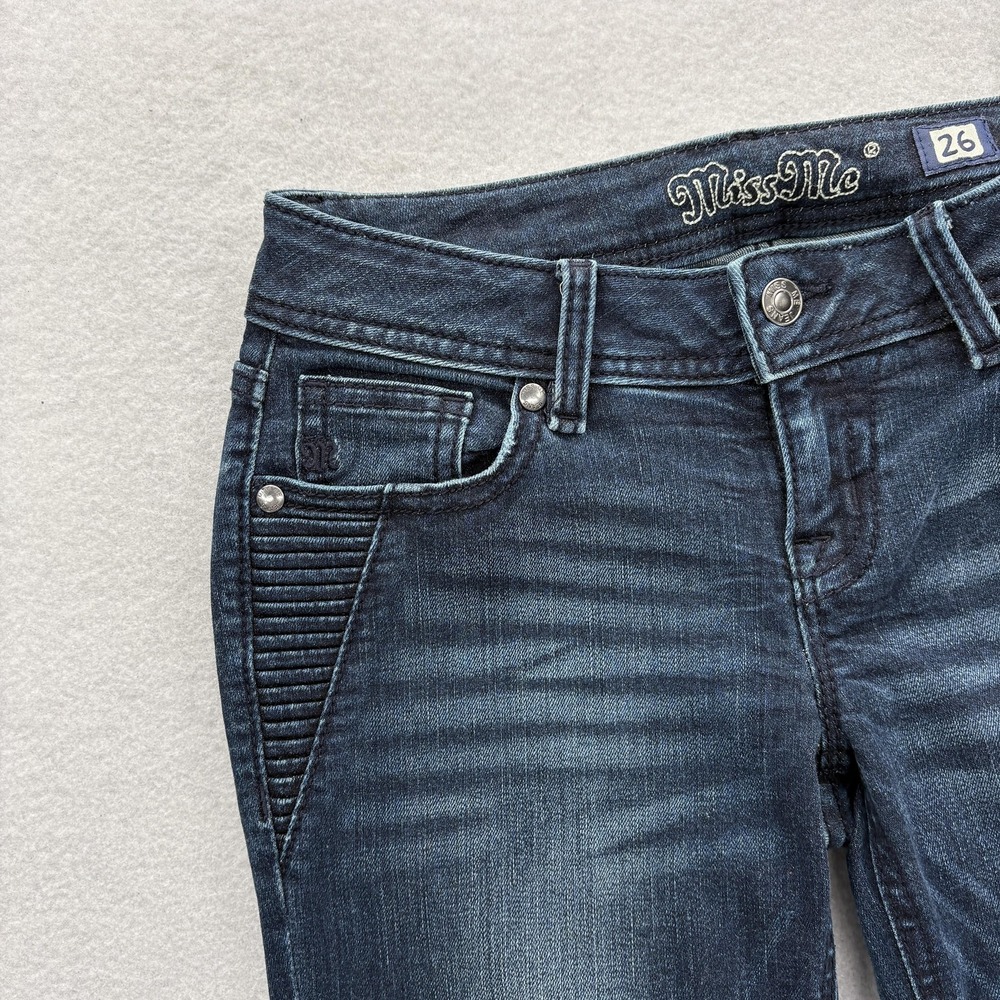 Miss Me Signature Skinny Jeans Womens 26 Blue Dark Wash Mid Rise Stretch Denim - Picture 4 of 14